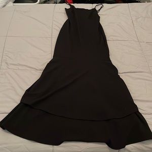 Black Tiered Trumpet Hem Maxi Dress